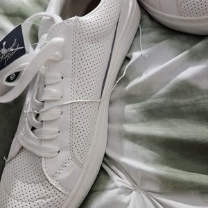 Tennis Like Sneakers new white with blue stripe. Bought in target